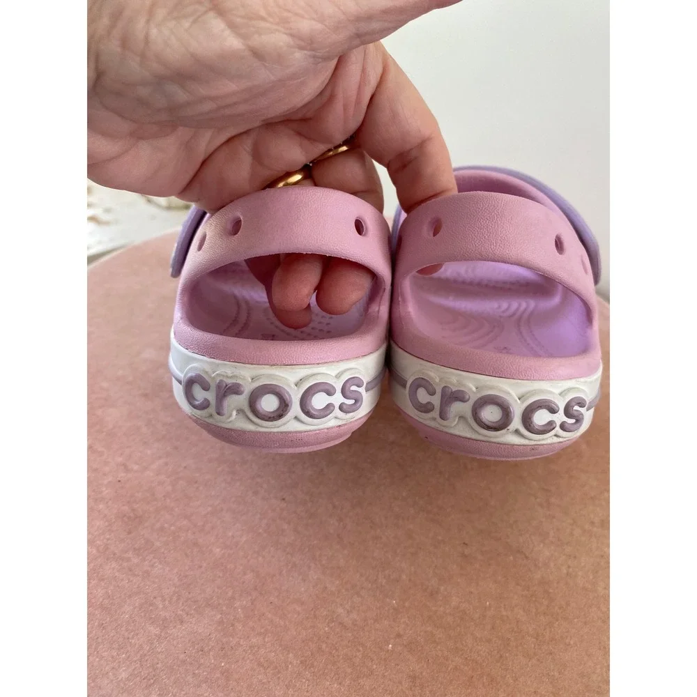 Crocs Bayaband Sandal Kids Size 11 Pink Lavender Excellent Strappy Water Shoe